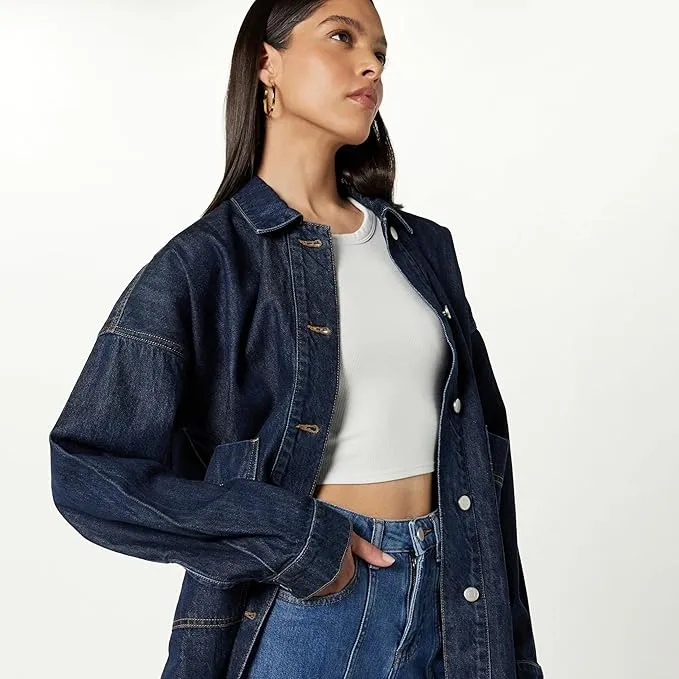 The Drop Women’s Pilar Long Denim Shirt Jacket: A Stylish Amazon Jacket for Every Wardrobe